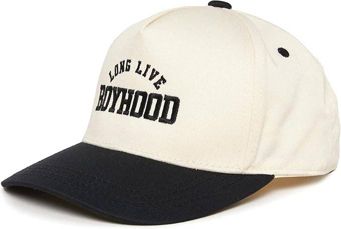 Funky Junque - Kids/Baby Two Tone Cap - Long Live Boyhood - Black/Beige: Kids (2-9 Years)