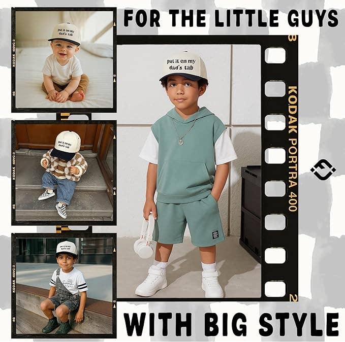Funky Junque - Kid/Baby 2-Tone Cap: Put It on My Dad's Tab (Black/Beige): Kids (2-9 Years)