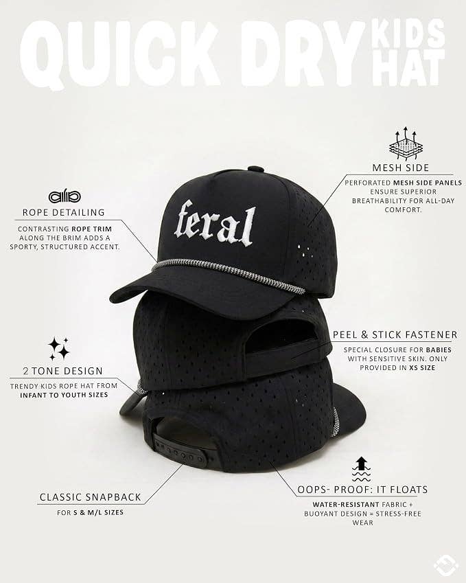 Funky Junque - Kid's Golf Hat - Feral - Black: Medium/Large
