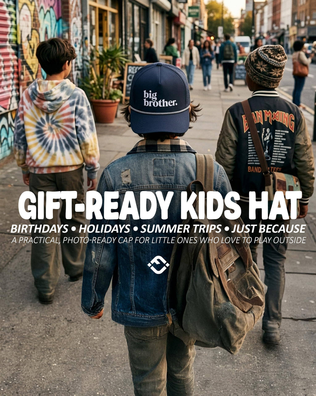 Funky Junque - Kid's Golf Hat - Big Brother - Navy: Medium/Large