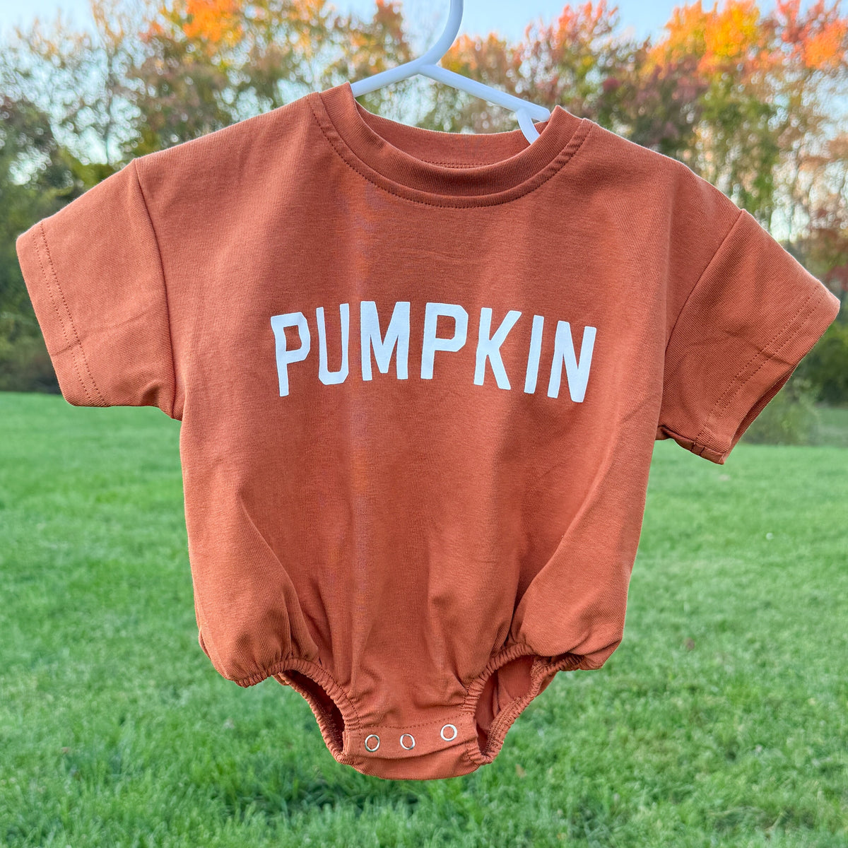 Pumpkin T-Shirt Bubble Romper - White or Orange