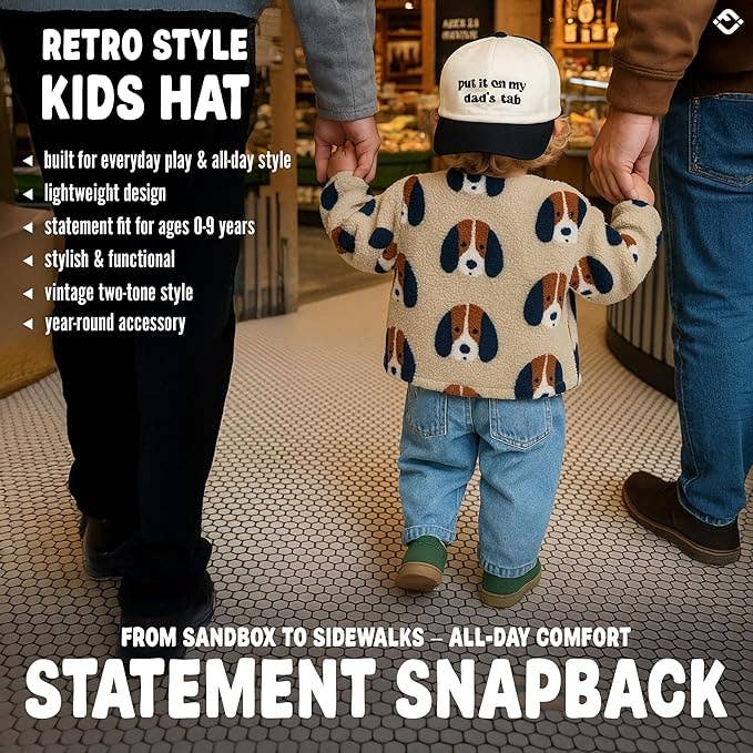 Funky Junque - Kid/Baby 2-Tone Cap: Put It on My Dad's Tab (Black/Beige): Kids (2-9 Years)