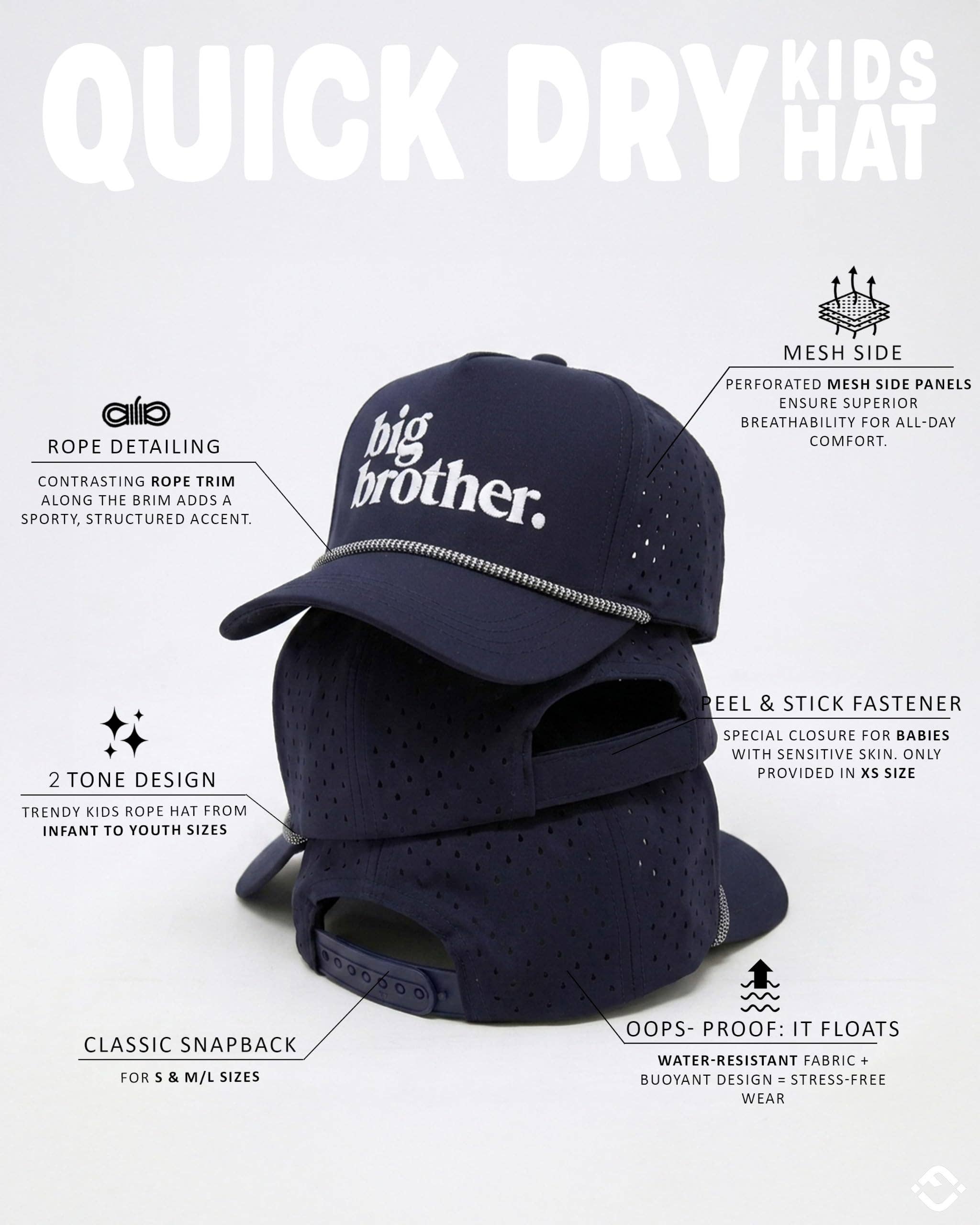 Funky Junque - Kid's Golf Hat - Big Brother - Navy: Medium/Large