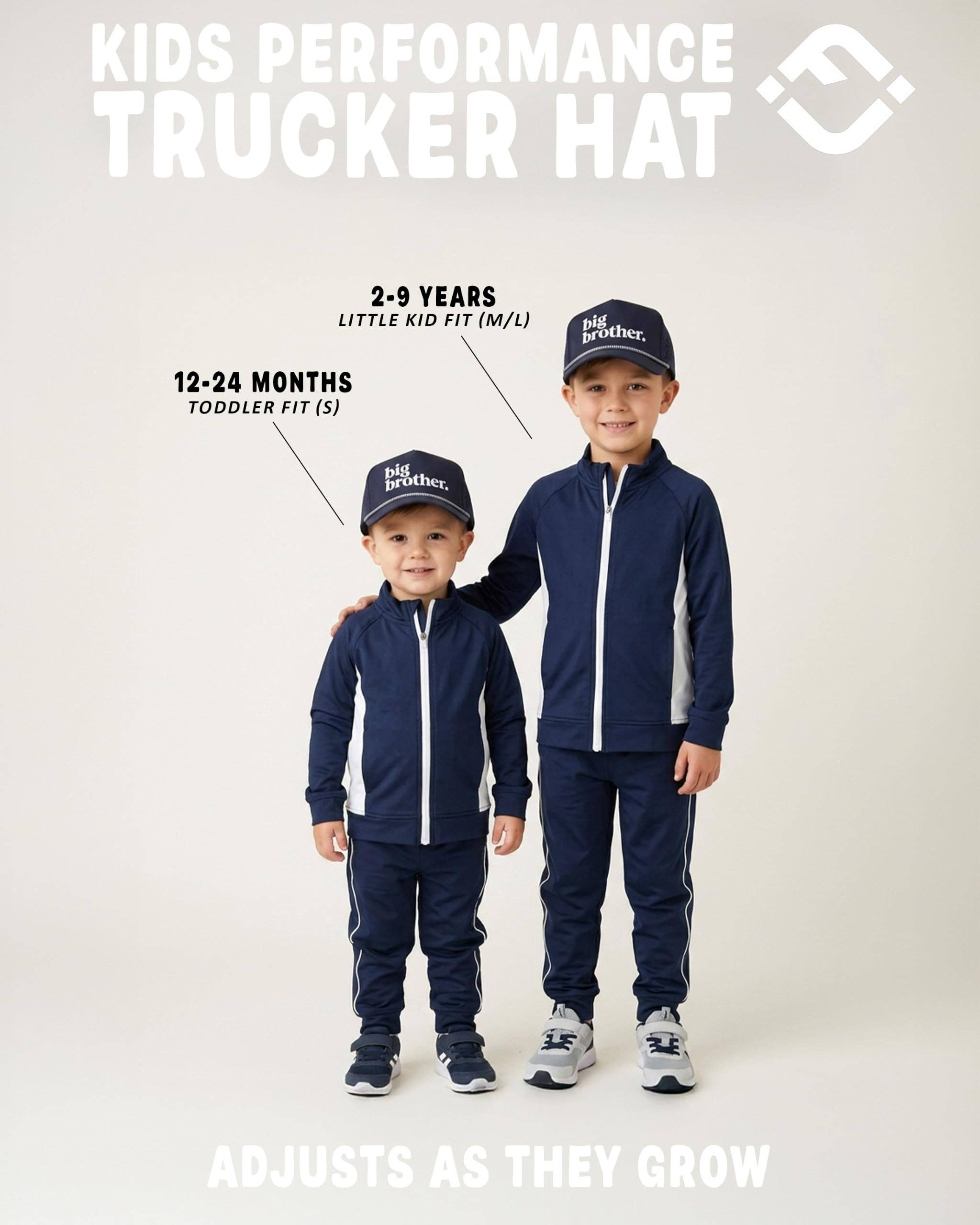 Funky Junque - Kid's Golf Hat - Big Brother - Navy: Medium/Large