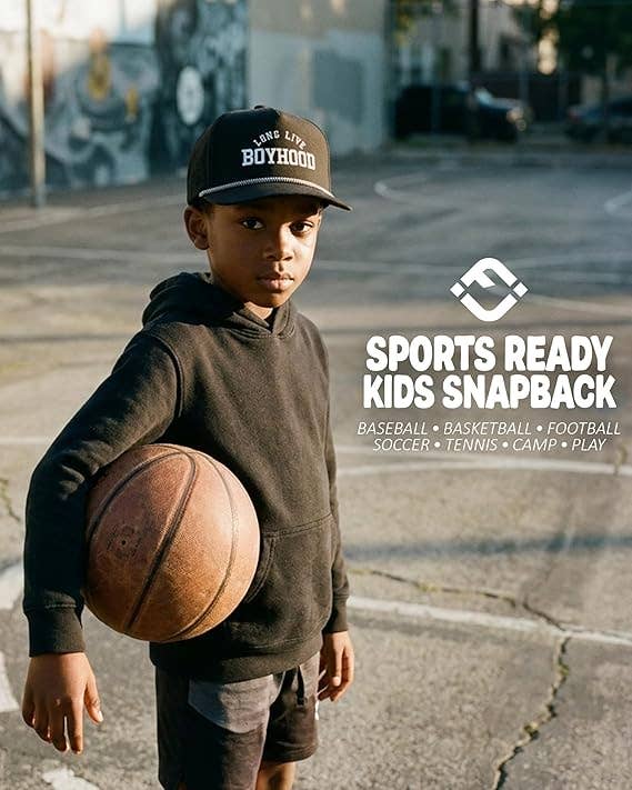 Funky Junque - Kid's Golf Hat - Long Live Boyhood - Black