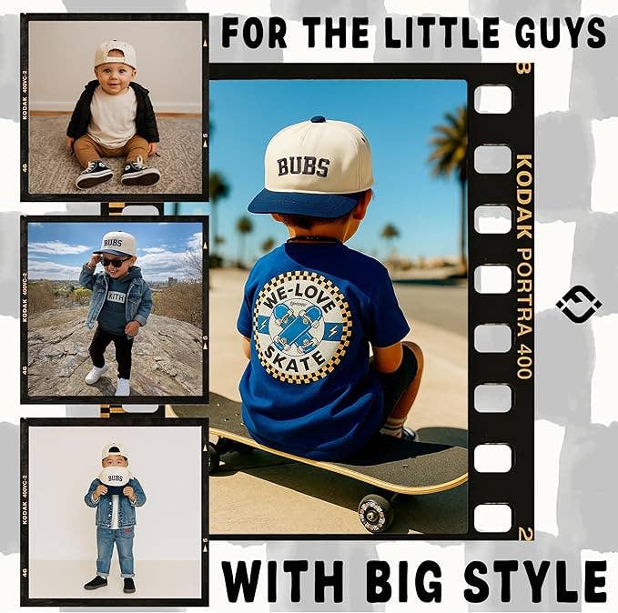 Funky Junque - Kids/Baby Two Tone Vintage Cap - Bubs (Navy/Beige): Toddler (12-24 Months)