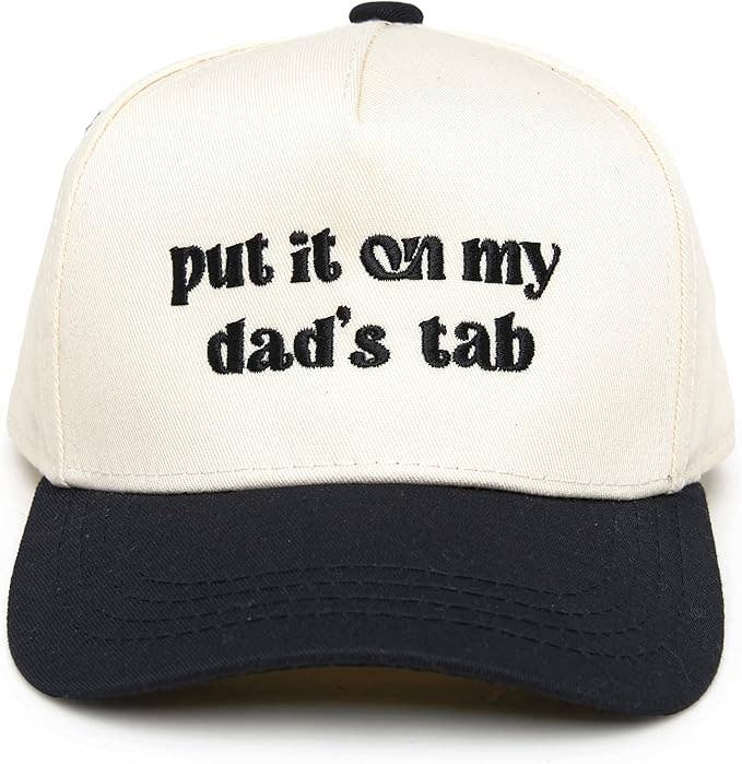 Funky Junque - Kid/Baby 2-Tone Cap: Put It on My Dad's Tab (Black/Beige): Toddler (12-24 Months)