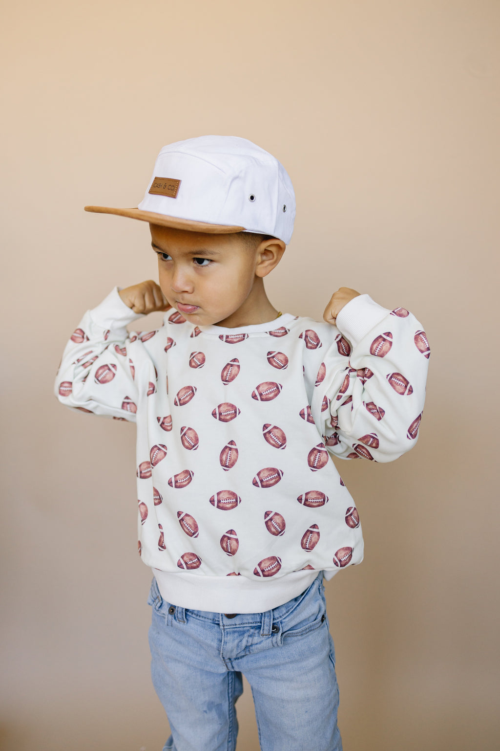 Football Print Crewneck Sweatshirt