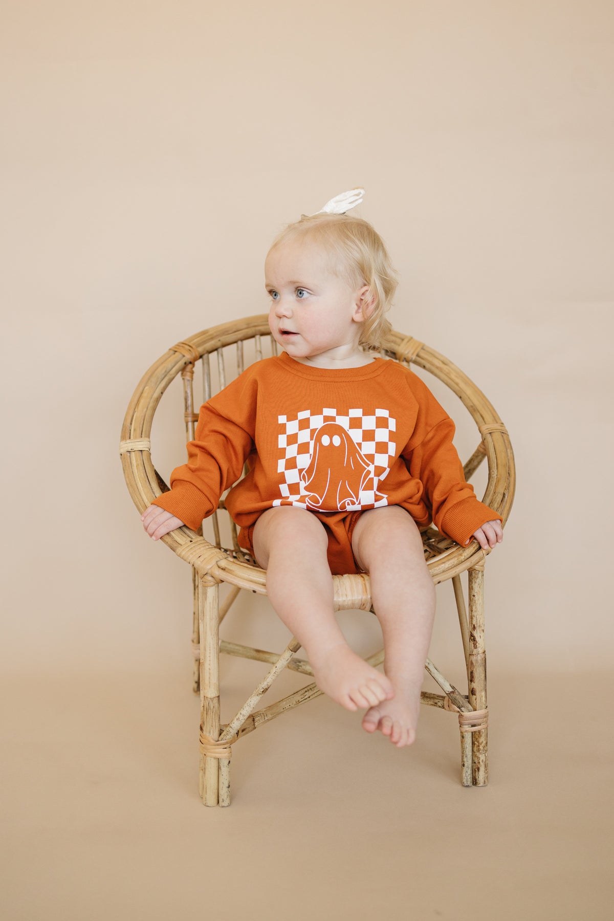 Checkered Ghost Sweatshirt Romper - more colors