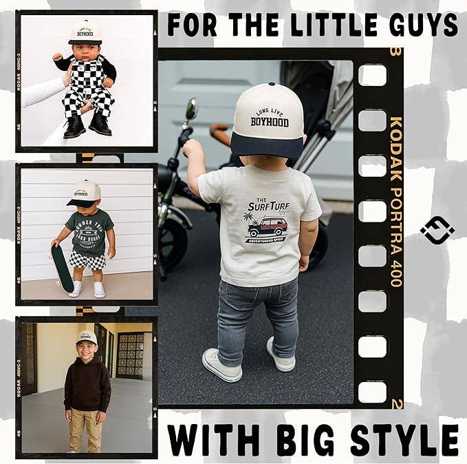 Funky Junque - Kids/Baby Two Tone Cap - Long Live Boyhood - Black/Beige: Kids (2-9 Years)
