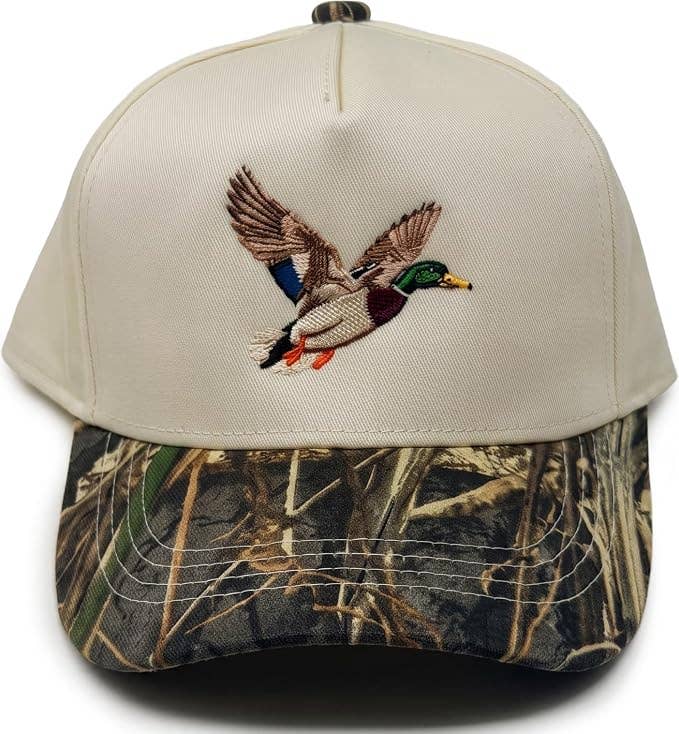 Funky Junque - Kids/Baby Two Tone Vintage Cap: Mallard Duck-Wood Camo/Beige: Kids (2-9 Years)