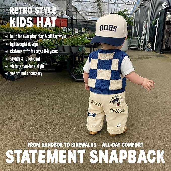 Funky Junque - Kids/Baby Two Tone Vintage Cap - Bubs (Navy/Beige): Toddler (12-24 Months)