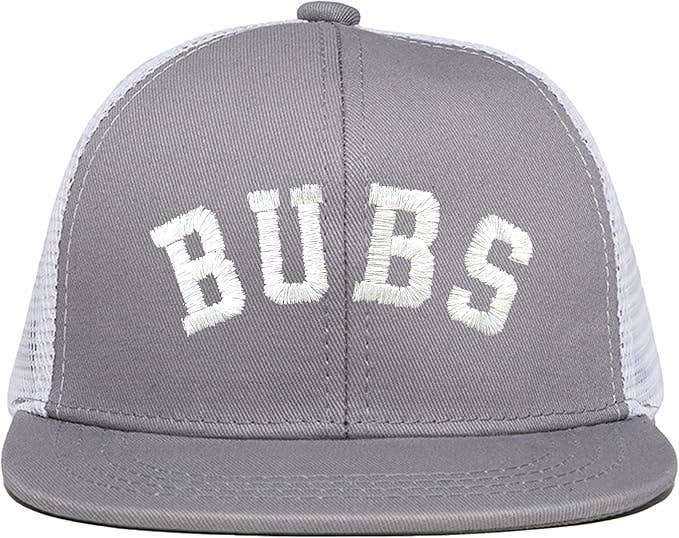 Funky Junque - Flat Brim Trucker Hat - Bubs - Grey/White