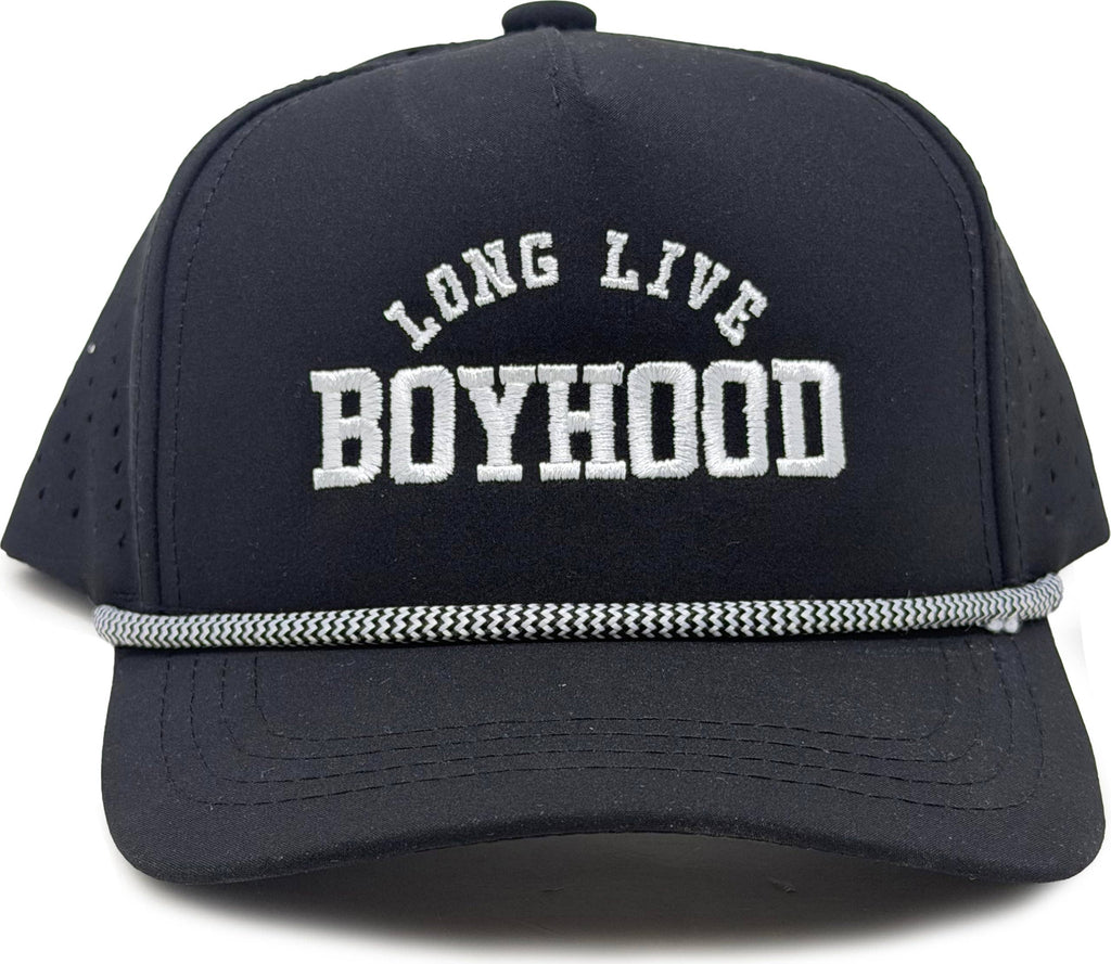 Funky Junque - Kid's Golf Hat - Long Live Boyhood - Black