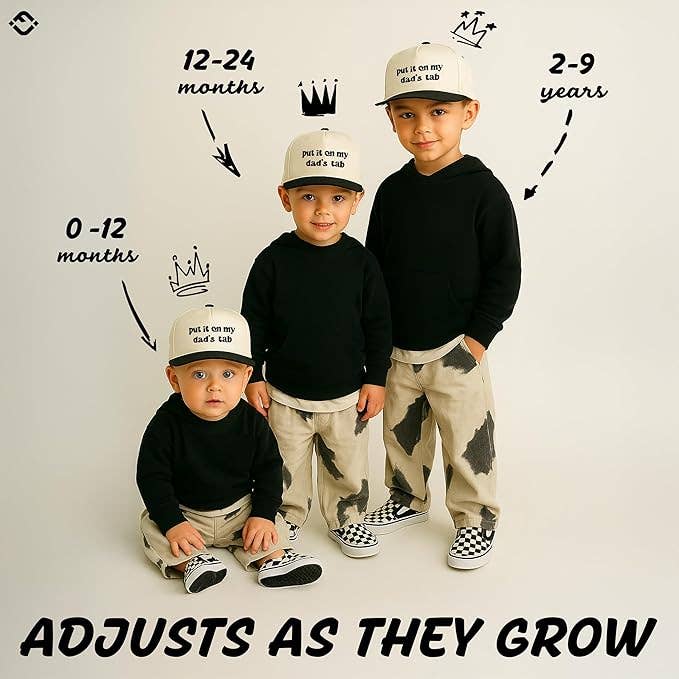 Funky Junque - Kid/Baby 2-Tone Cap: Put It on My Dad's Tab (Black/Beige): Kids (2-9 Years)