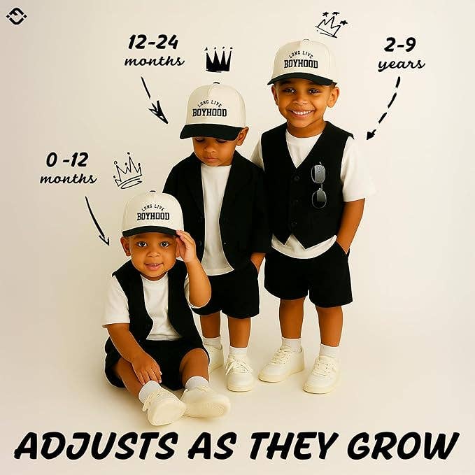 Funky Junque - Kids/Baby Two Tone Cap - Long Live Boyhood - Black/Beige: Kids (2-9 Years)