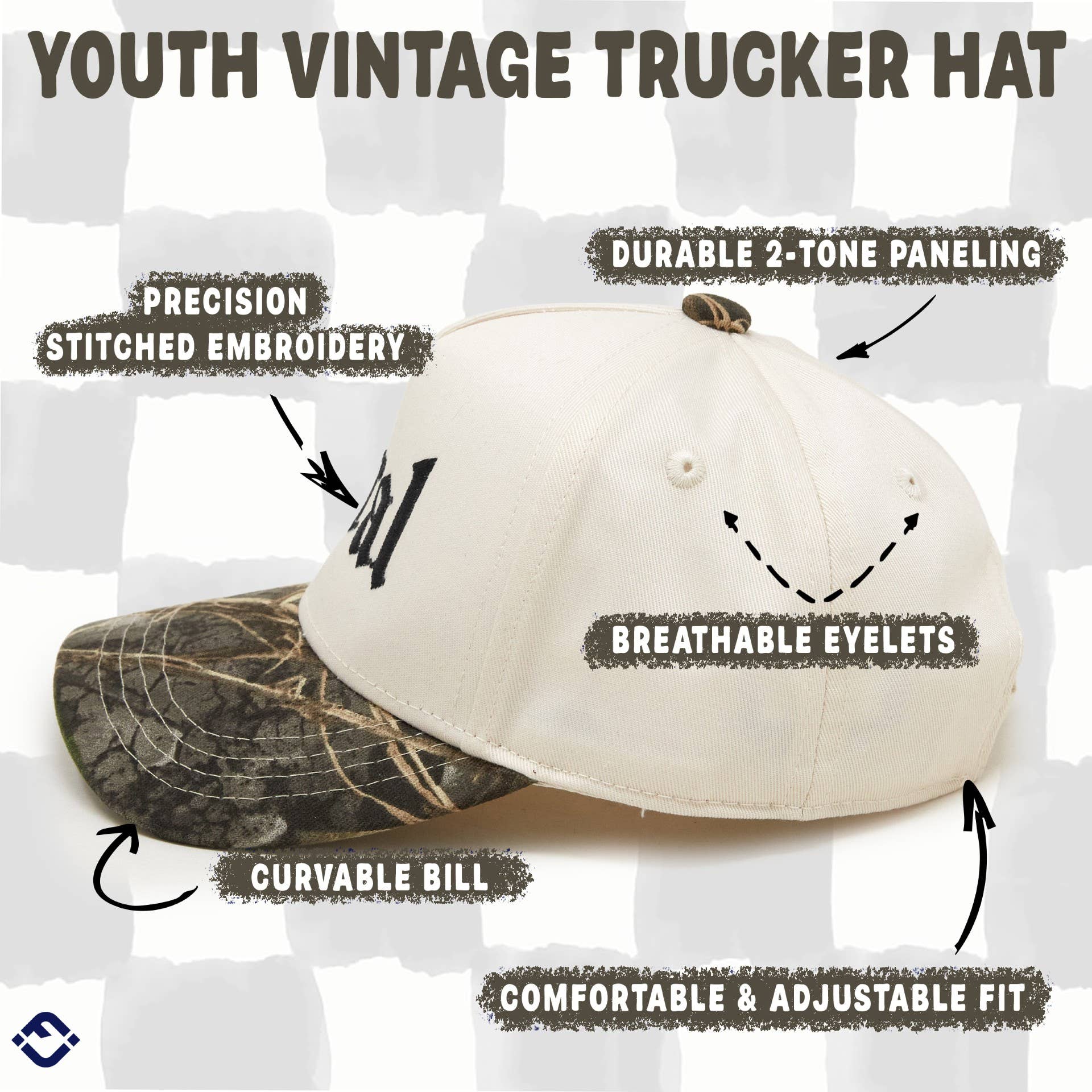 Funky Junque - Kid/Baby 2-Tone Cap: Feral - Wood Camo/Beige