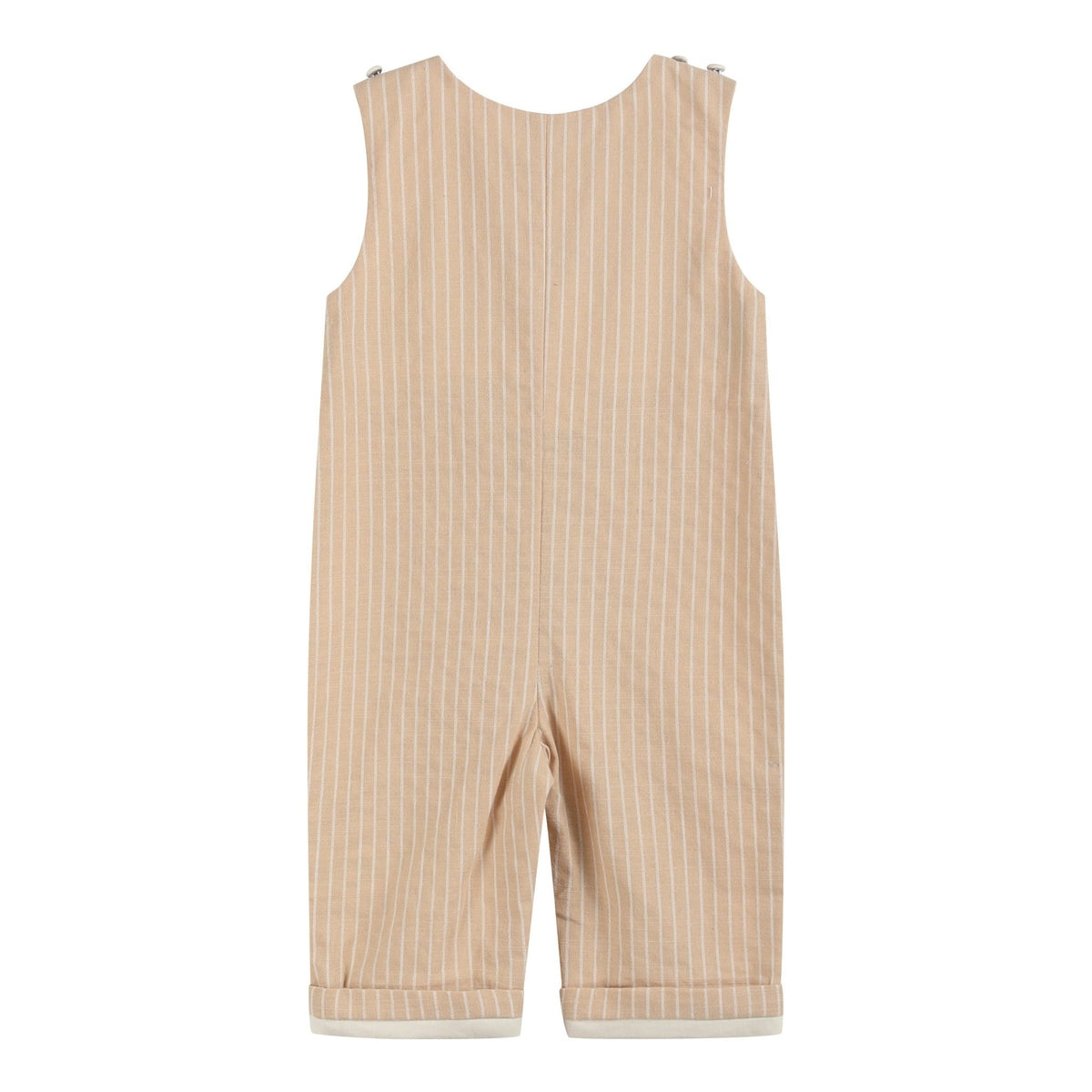 Light Brown Pinstripe Pumpkin Smocked Longalls