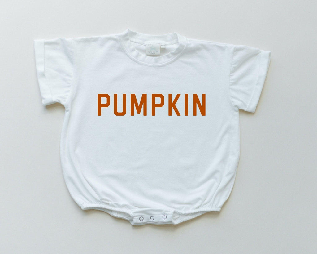 Pumpkin T-Shirt Bubble Romper - White or Orange